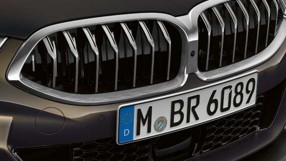 BMW M850i xDrive Dravit Grey metallic, front, Active Air Stream kidney grille. BMW M850i xDrive Dravit Grey metallic, front, Active Air Stream kidney grille.
