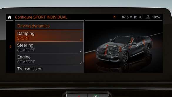 Adaptive M suspension BMW 8 Series Convertible G14 LCI Facelift 2022 Adaptive M suspension BMW 8 Series Convertible G14 LCI Facelift 2022 Control Display close-up