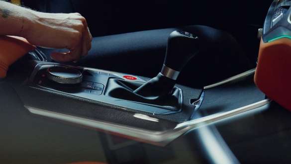 Manual M transmission and rear-wheel drive BMW M3 Sedan G80 2020 BMW M3 Sedan G80 2020 Manual 6-speed M transmission and rear-wheel drive close-up gear lever