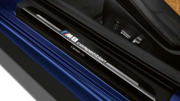 Entry sill with M8 Competition designation. Entry sill of the BMW M8 Competition Coupé with M8 Competition designation.