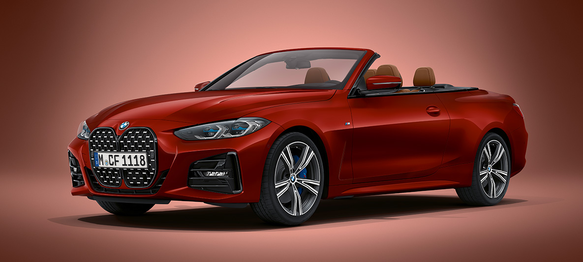 BMW Individual Aventurin Red metallic BMW 4 Series Convertible G23 2020 BMW 4 Series Convertible G23 2020 BMW Individual Aventurin Red metallic three-quarter front view standing