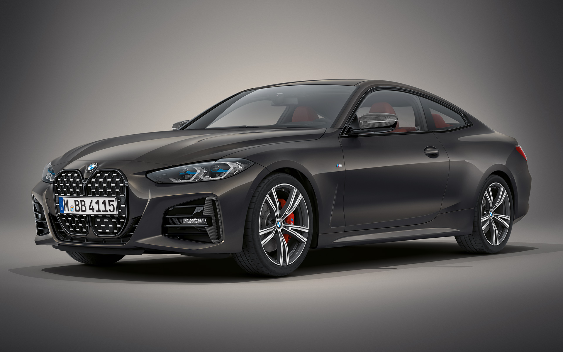 BMW Individual Dravite grey metallic BMW 4 Series Coupé G22 2020 BMW 4 Series Coupé Individual Dravite grey metallic G22 2020 three-quarter front view standing