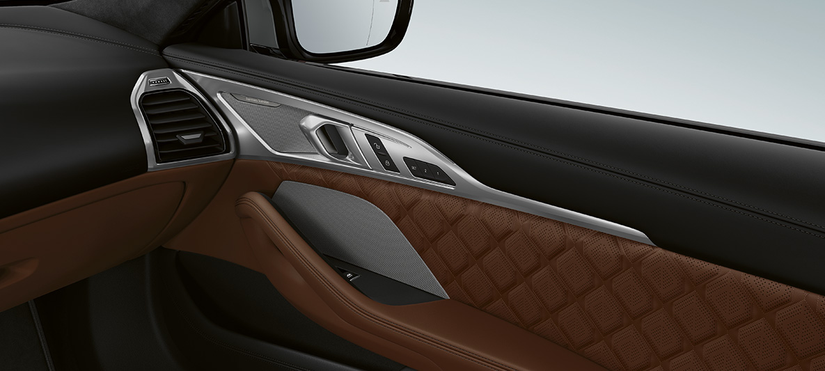 Bowers & Wilkins Diamond Surround Sound System. BMW M8 Coupé, interior with Bowers & Wilkins Diamond Surround Sound System.