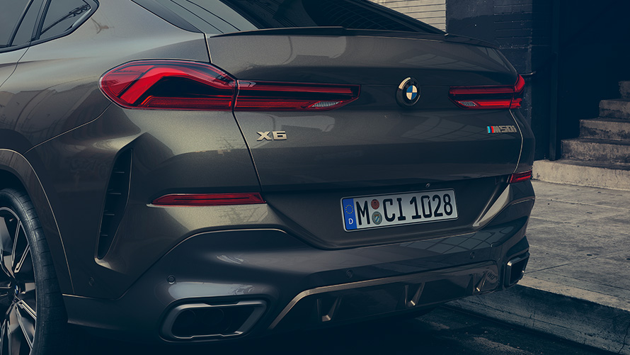 Close-up of the BMW X6 M50i rear G06 2018 SUV
