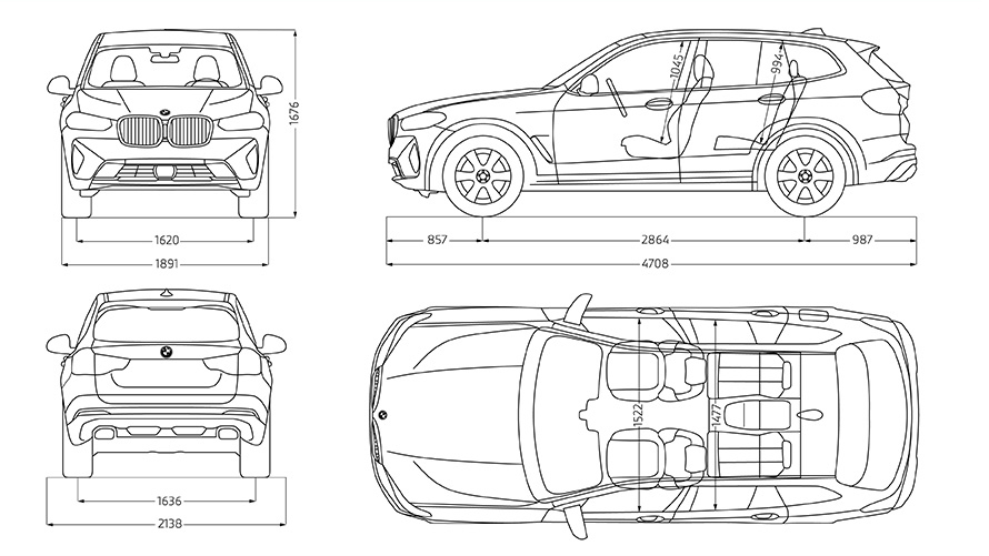 BMW X3 G01 technical data sketch BMW X3 G01 technical data sketch