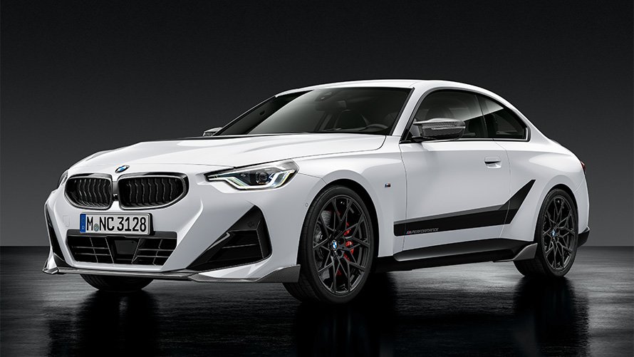 BMW M Performance Parts BMW vehicle three-quarter front view standing